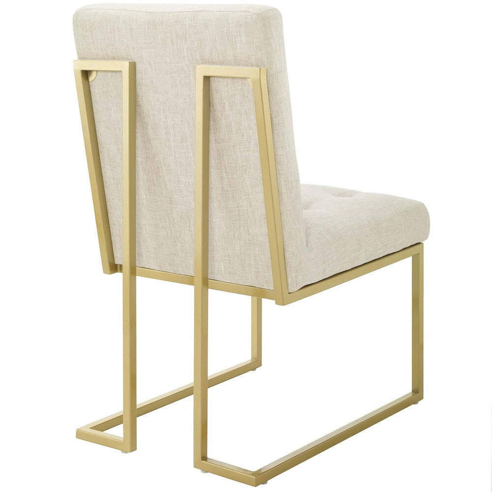 Modway Privy Gold Stainless Steel Upholstered Fabric Dining Accent Chair by Modway-EEI-3743-GLD-BEI