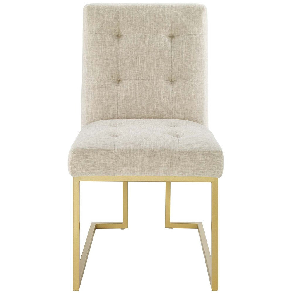 Modway Privy Gold Stainless Steel Upholstered Fabric Dining Accent Chair by Modway-EEI-3743-GLD-BEI
