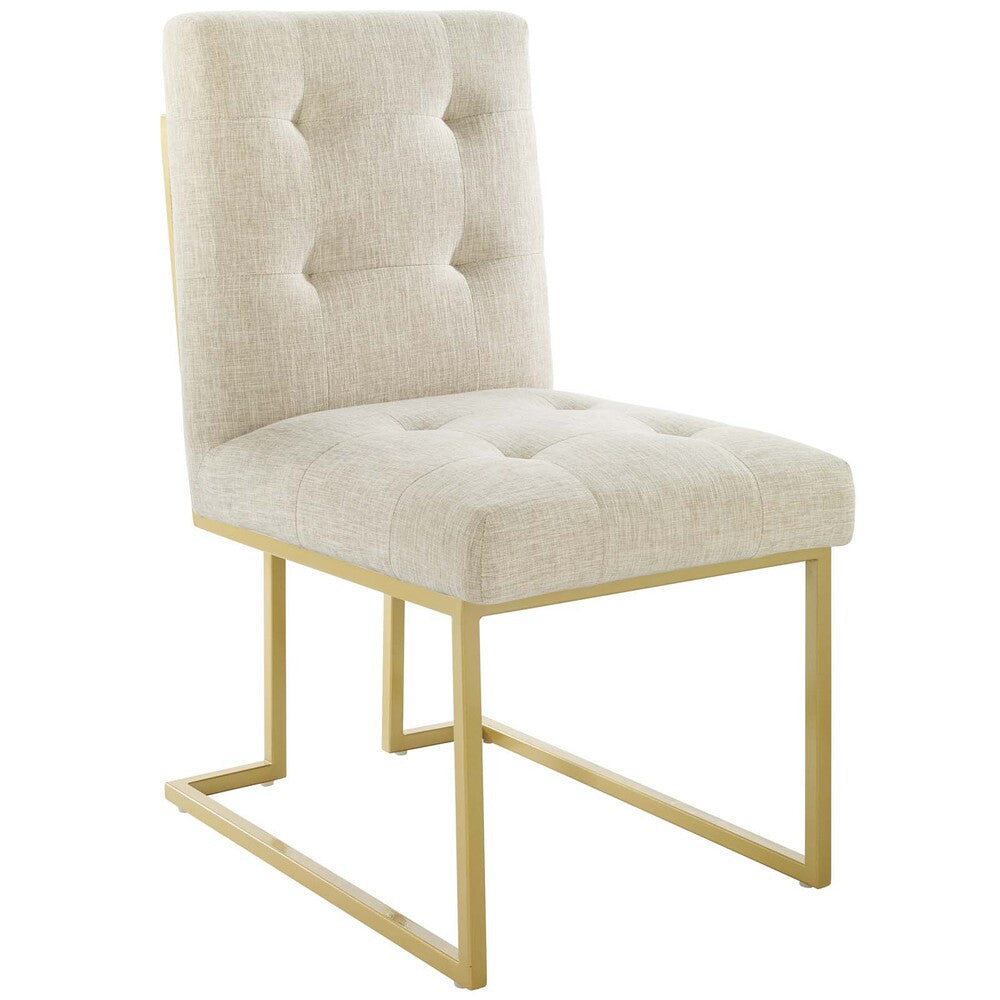 Modway Privy Gold Stainless Steel Upholstered Fabric Dining Accent Chair Set of 2 by Modway-EEI-4151-GLD-BEI
