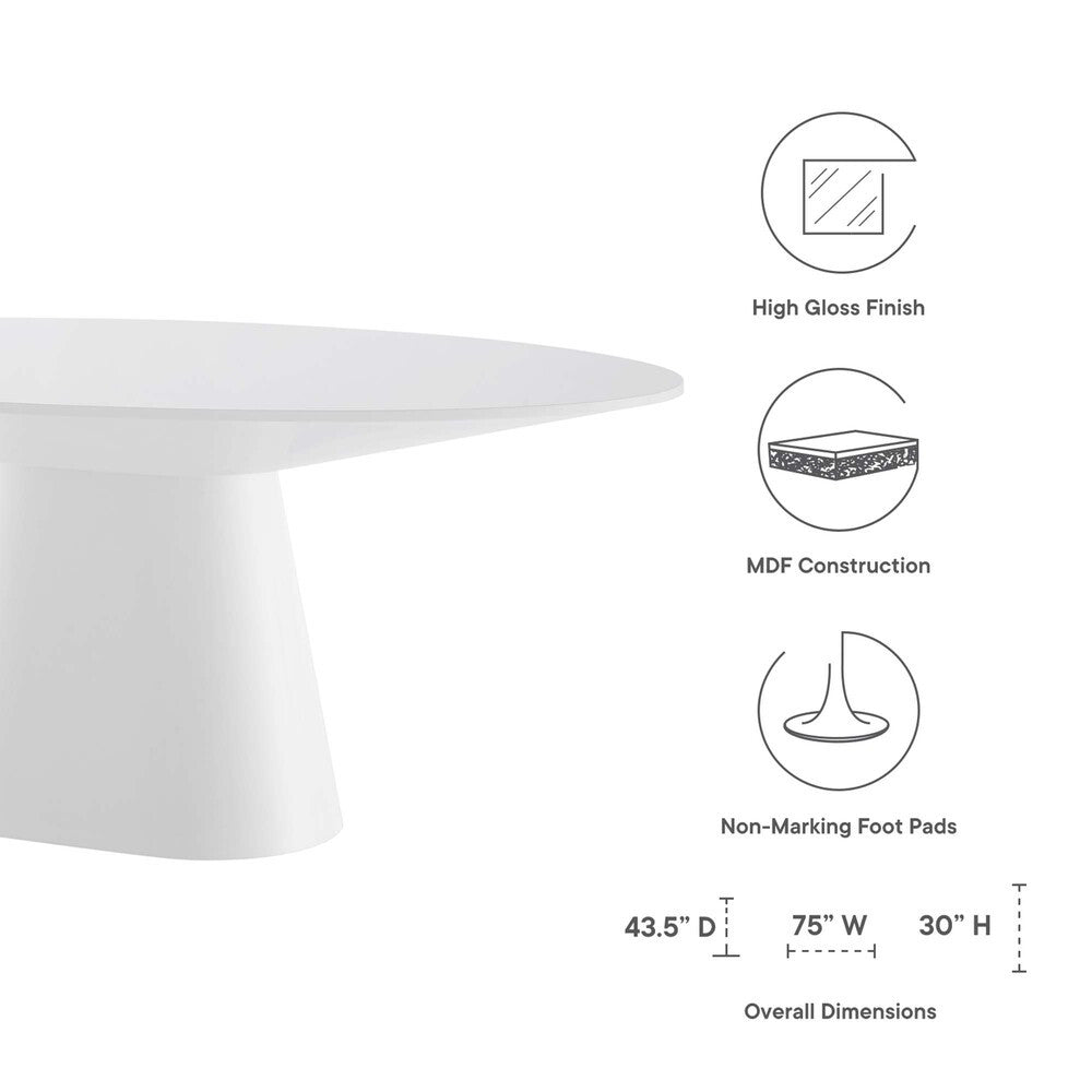 EEI-4912-WHI Provision 75" Oval Dining Table by Modway