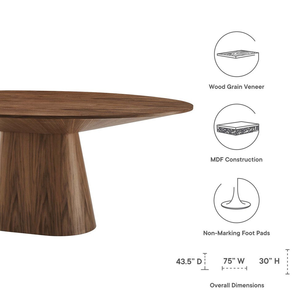 EEI-6066-WAL-SET Provision 75" Oval Dining Table by Modway