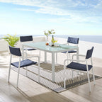 EEI-3796-WHI-NAV Raleigh 5 Piece Outdoor Patio Aluminum Dining Set by Modway