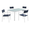 Modway EEI-3796-WHI-NAV Raleigh 5 Piece Outdoor Patio Aluminum Dining Set White Navy