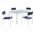 Modway EEI-3796-WHI-NAV Raleigh 5 Piece Outdoor Patio Aluminum Dining Set White Navy