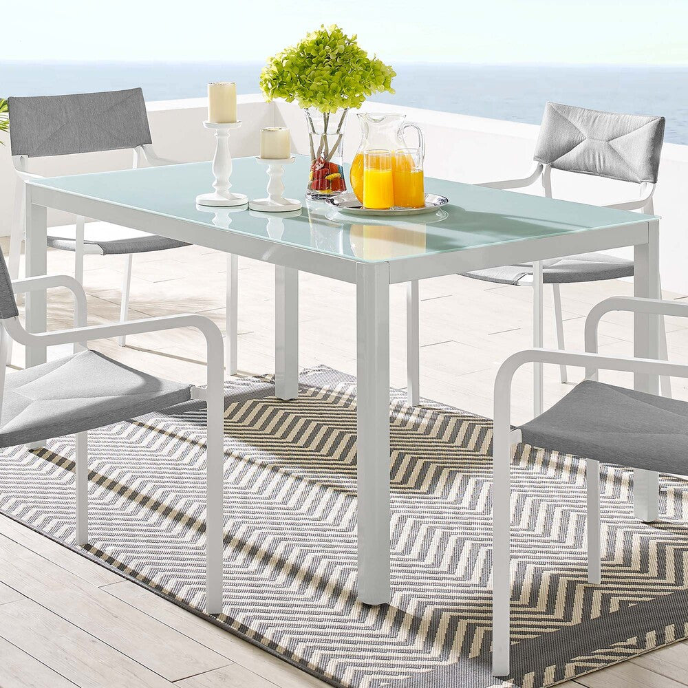 EEI-3576-WHI Raleigh 59" Outdoor Patio Aluminum Dining Table by Modway