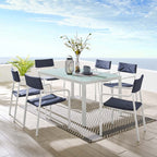 EEI-3797-WHI-NAV Raleigh 7 Piece Outdoor Patio Aluminum Dining Set by Modway