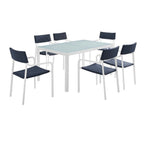 EEI-3797-WHI-NAV Raleigh 7 Piece Outdoor Patio Aluminum Dining Set by Modway