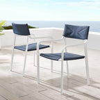 EEI-3962-WHI-NAV Raleigh Outdoor Patio Aluminum Armchair Set of 2 by Modway