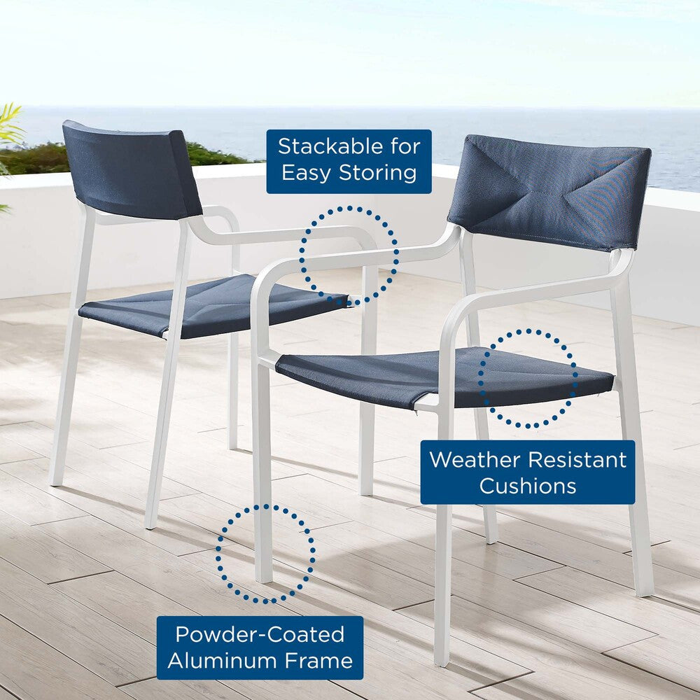 EEI-3962-WHI-NAV Raleigh Outdoor Patio Aluminum Armchair Set of 2 by Modway