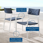 EEI-3962-WHI-NAV Raleigh Outdoor Patio Aluminum Armchair Set of 2 by Modway
