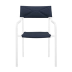 EEI-3573-WHI-NAV Raleigh Stackable Outdoor Patio Aluminum Dining Armchair by Modway