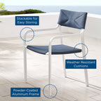 EEI-3573-WHI-NAV Raleigh Stackable Outdoor Patio Aluminum Dining Armchair by Modway