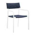 Modway EEI-3573-WHI-NAV Raleigh Stackable Outdoor Patio Aluminum Dining Armchair White Navy