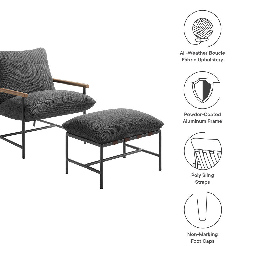 Modway Raya Outdoor Patio Boucle Lounge Chair and Ottoman by Modway-EEI-7292-CHA