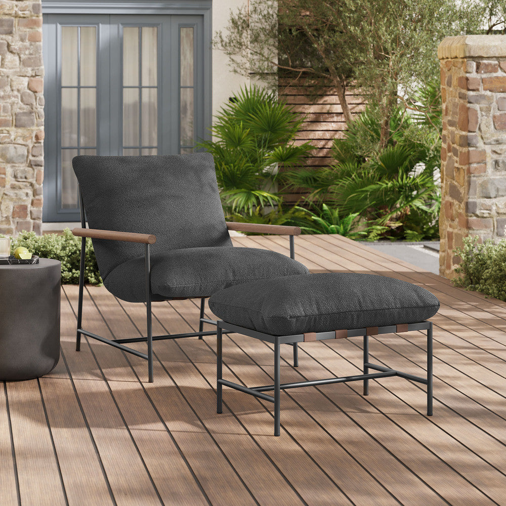 Modway Raya Outdoor Patio Boucle Lounge Chair and Ottoman by Modway-EEI-7292-CHA