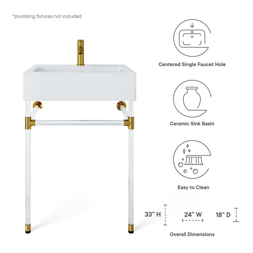 EEI-5535-ACR-WHI Redeem 24" Acrylic Wall-Mount Bathroom Vanity by Modway