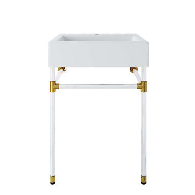 Modway EEI-5535-ACR-WHI Redeem 24" Acrylic Wall-Mount Bathroom Vanity Clear White