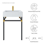 EEI-5537-BLK-WHI Redeem 24" Wall-Mount Black Stainless Steel Bathroom Vanity by Modway