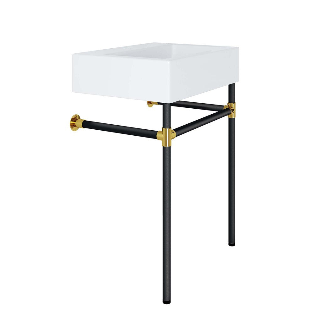 EEI-5537-BLK-WHI Redeem 24" Wall-Mount Black Stainless Steel Bathroom Vanity by Modway