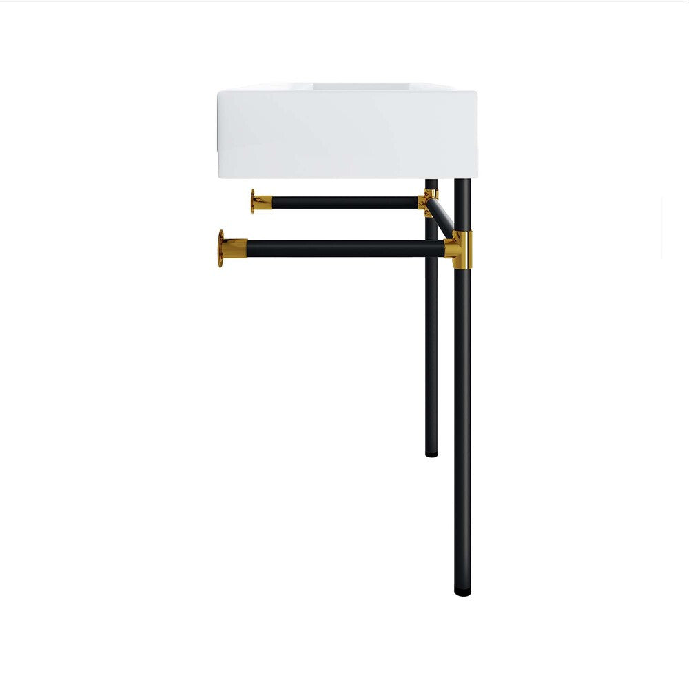 EEI-5537-BLK-WHI Redeem 24" Wall-Mount Black Stainless Steel Bathroom Vanity by Modway