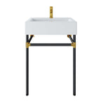 EEI-5537-BLK-WHI Redeem 24" Wall-Mount Black Stainless Steel Bathroom Vanity by Modway