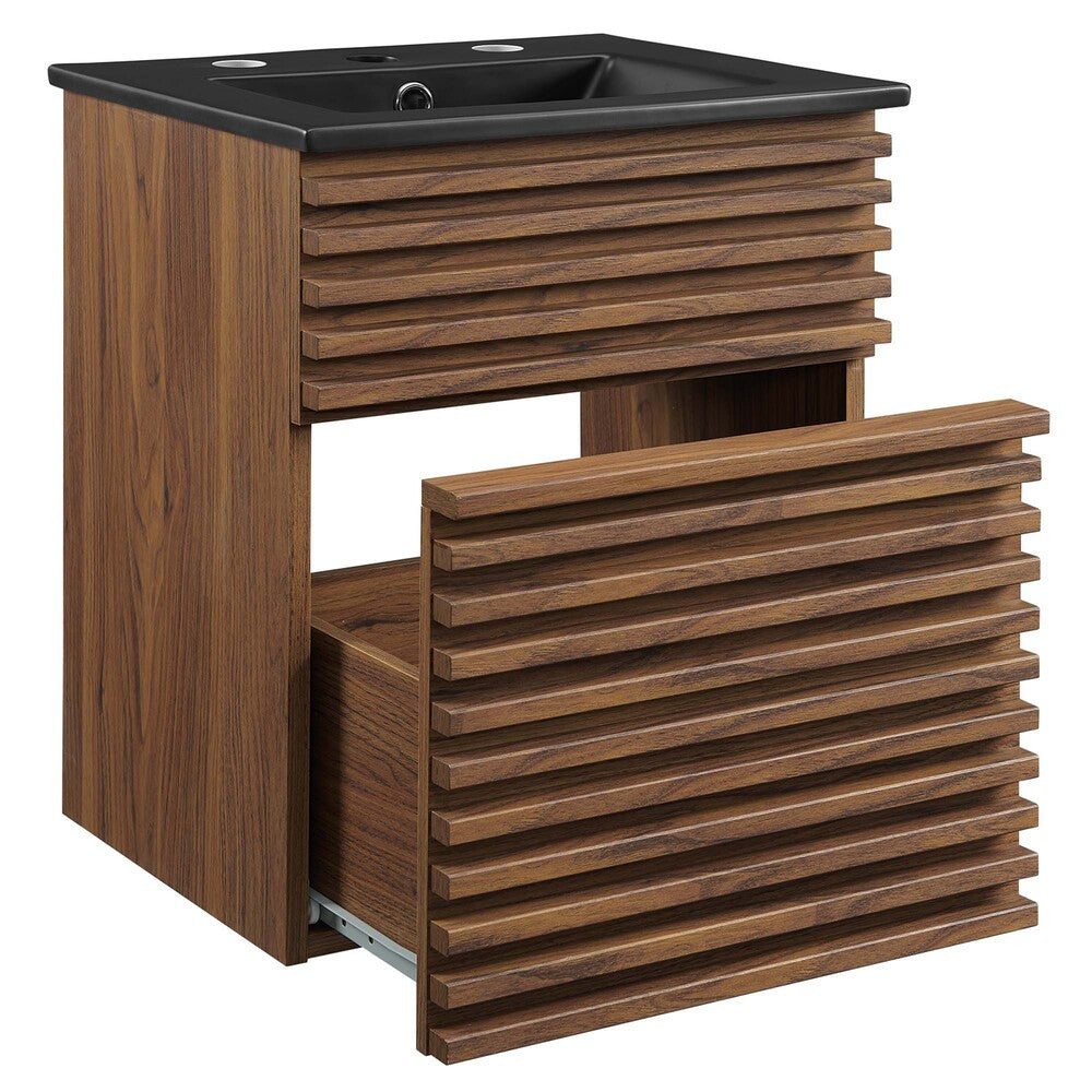 EEI-5390-WAL-BLK Render 18" Wall-Mount Bathroom Vanity by Modway