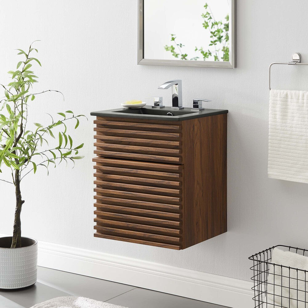 EEI-5390-WAL-BLK Render 18" Wall-Mount Bathroom Vanity by Modway