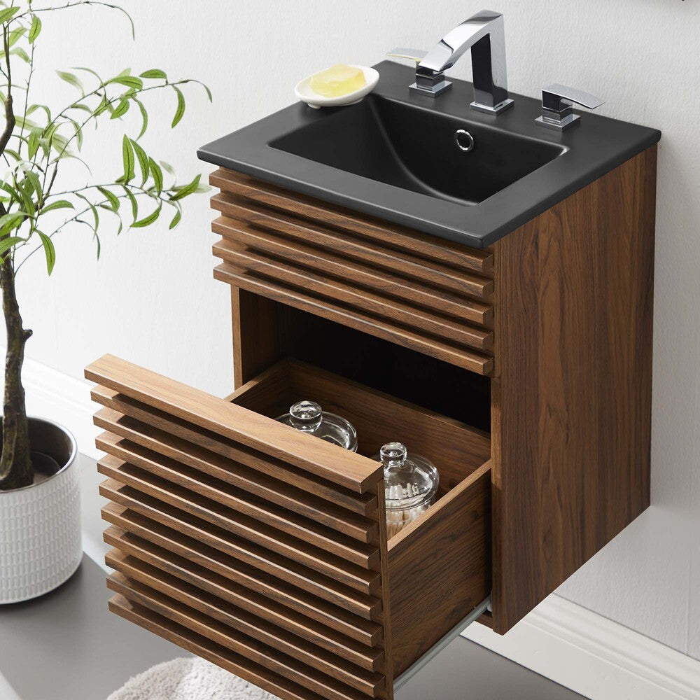 EEI-5390-WAL-BLK Render 18" Wall-Mount Bathroom Vanity by Modway