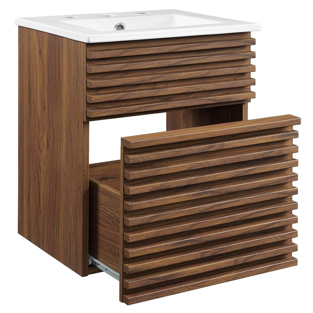 EEI-5419-WAL-WHI Render 18" Wall-Mount Bathroom Vanity by Modway
