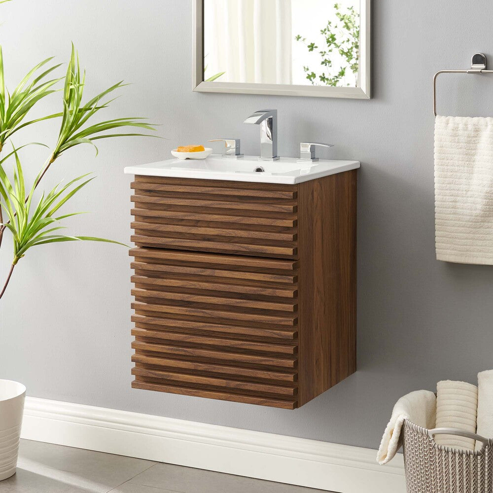 EEI-5419-WAL-WHI Render 18" Wall-Mount Bathroom Vanity by Modway