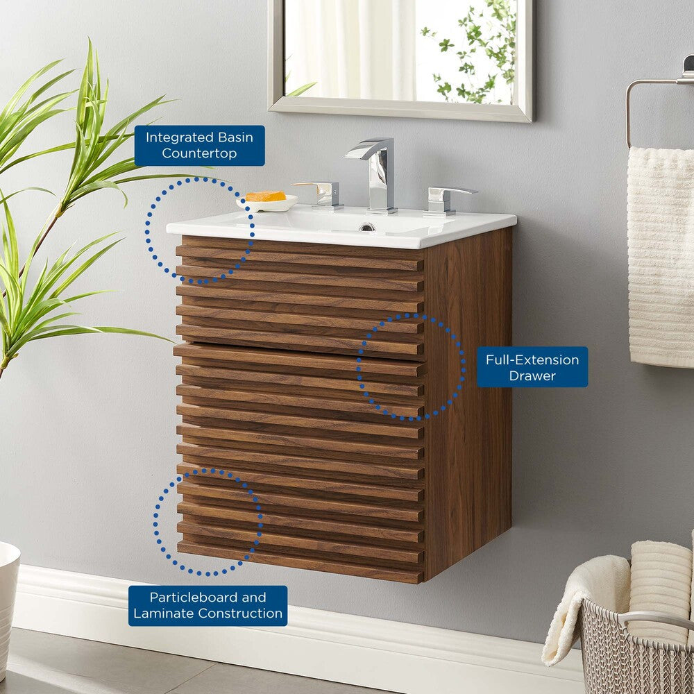 EEI-5419-WAL-WHI Render 18" Wall-Mount Bathroom Vanity by Modway
