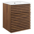Modway EEI-5419-WAL-WHI Render 18" Wall-Mount Bathroom Vanity Walnut White