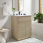EEI-6967-TRA Render 24" Faux Travertine Bathroom Vanity Cabinet (Sink Not Included) by Modway