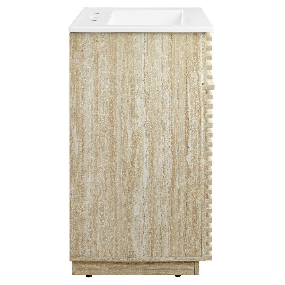 EEI-7047-WHI Render 24" Faux Travertine Bathroom Vanity With Sink by Modway
