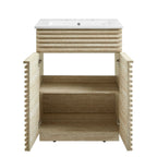 EEI-7047-WHI Render 24" Faux Travertine Bathroom Vanity With Sink by Modway