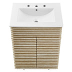 EEI-7047-WHI Render 24" Faux Travertine Bathroom Vanity With Sink by Modway