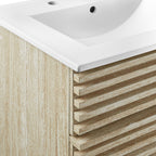 EEI-7047-WHI Render 24" Faux Travertine Bathroom Vanity With Sink by Modway
