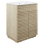 Modway EEI-7047-WHI Render 24" Faux Travertine Bathroom Vanity With Sink White