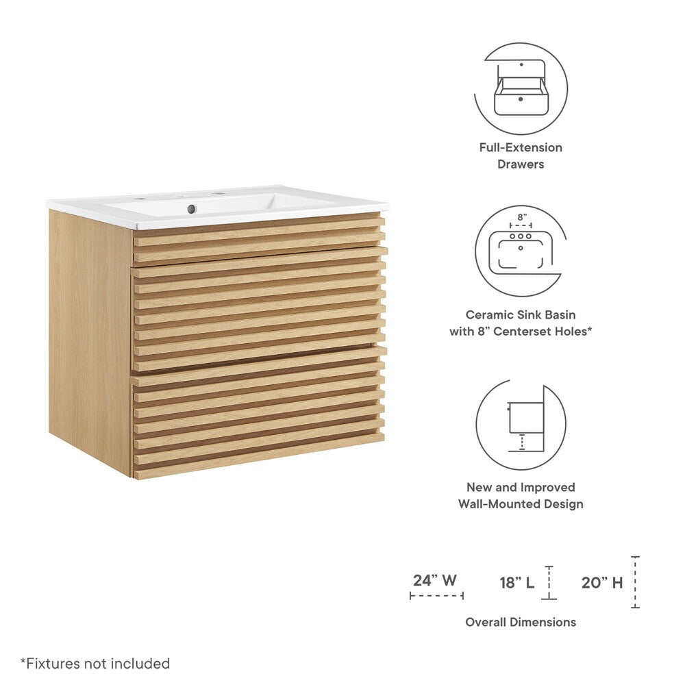 EEI-4433 Render 24" Wall-Mount Bathroom Vanity by Modway