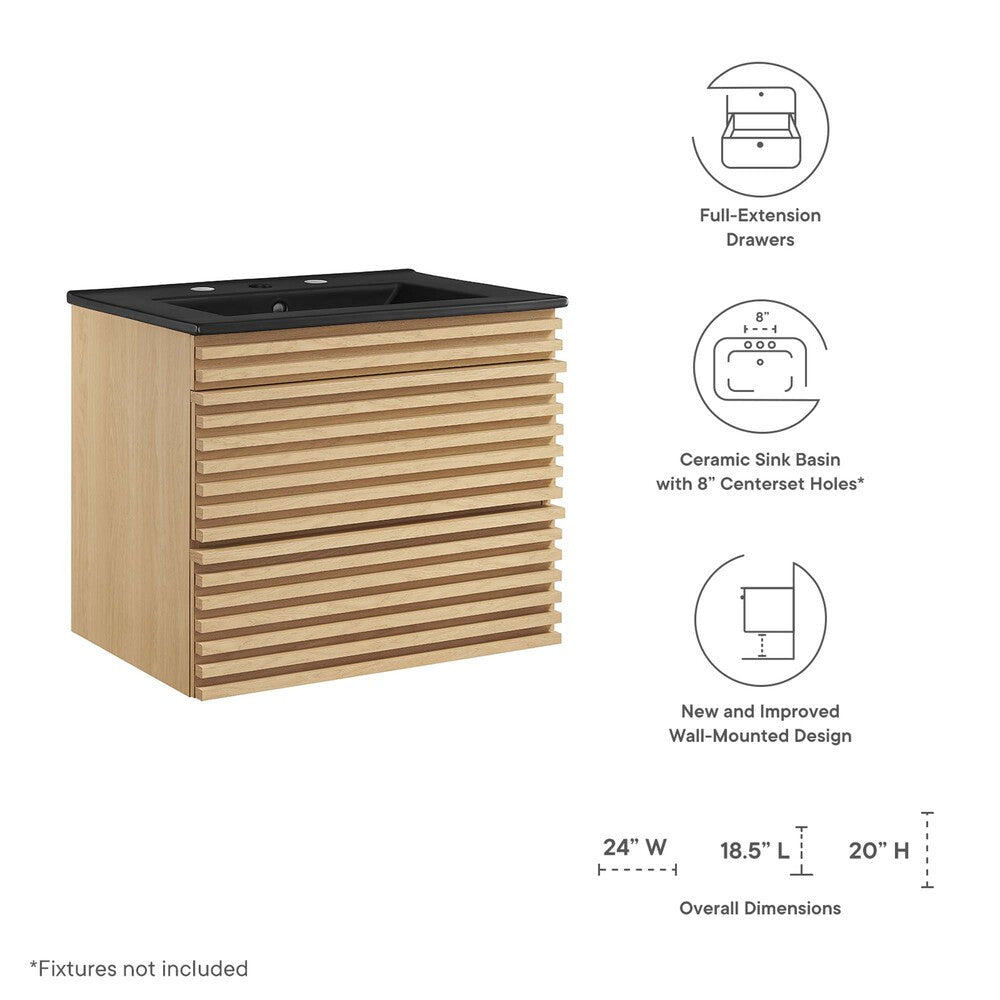 EEI-5364 Render 24" Wall-Mount Bathroom Vanity by Modway