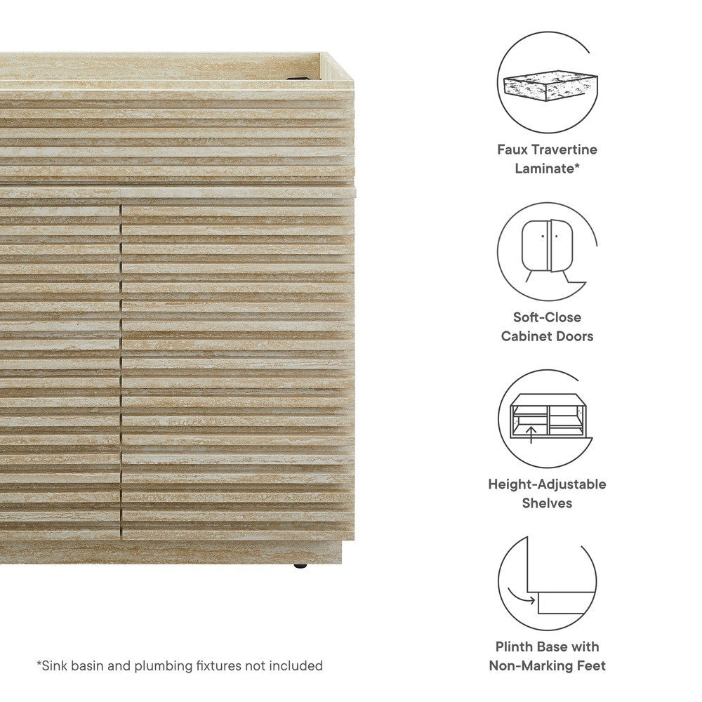 EEI-6968-TRA Render 30" Faux Travertine Bathroom Vanity Cabinet (Sink Not Included) by Modway