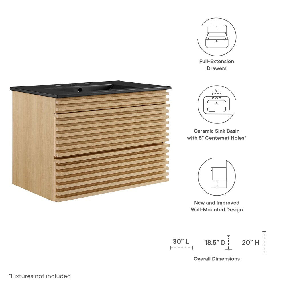 EEI-5417 Render 30" Wall-Mount Bathroom Vanity by Modway