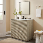 EEI-6969-TRA Render 36" Faux Travertine Bathroom Vanity Cabinet (Sink Not Included) by Modway