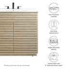 EEI-7049-WHI Render 36" Faux Travertine Bathroom Vanity With Sink by Modway