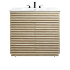 EEI-7049-WHI Render 36" Faux Travertine Bathroom Vanity With Sink by Modway