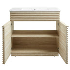 EEI-7049-WHI Render 36" Faux Travertine Bathroom Vanity With Sink by Modway