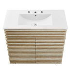 EEI-7049-WHI Render 36" Faux Travertine Bathroom Vanity With Sink by Modway