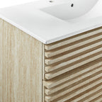 EEI-7049-WHI Render 36" Faux Travertine Bathroom Vanity With Sink by Modway