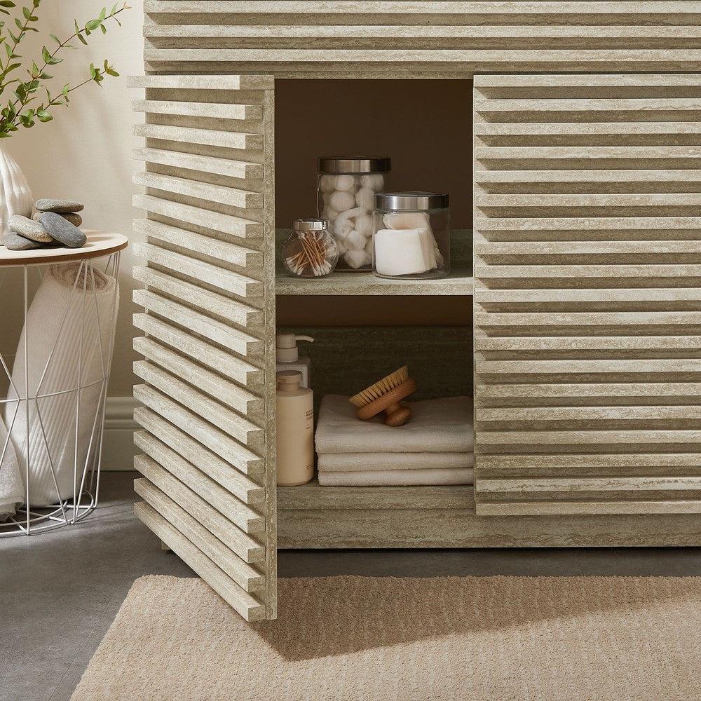 EEI-7049-WHI Render 36" Faux Travertine Bathroom Vanity With Sink by Modway