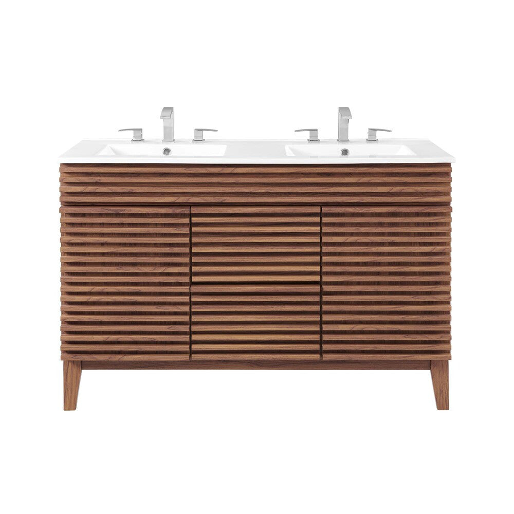 EEI-4441-WAL-WHI Render 48" Double Sink Bathroom Vanity by Modway